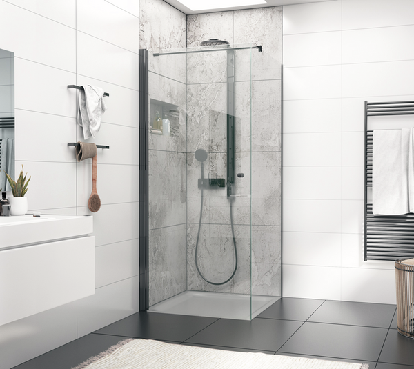 Aqua light shower door hinge, glass-wall 90°