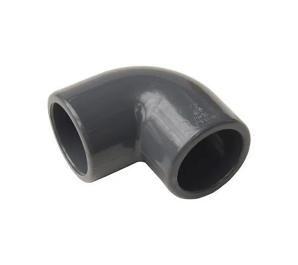 90°-os Ø = 32 mm-es szürke PVC-könyök, mindkét oldalán ragasztott aljzattal