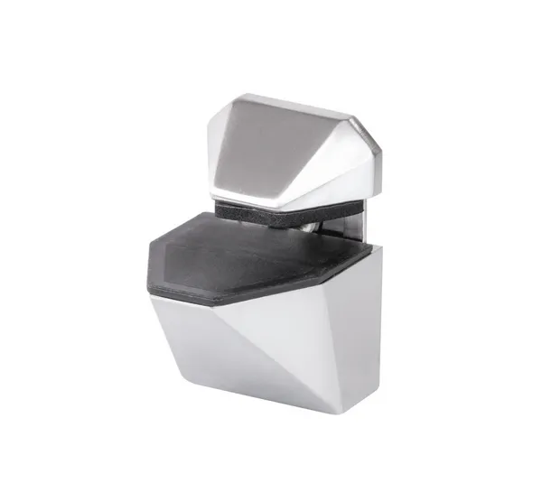 Glass-wooden shelf support, angular