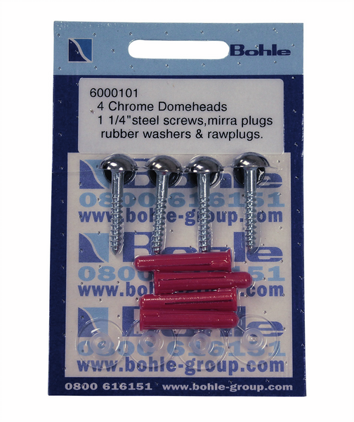 Domeheads, chrome, 1 1/4" screws