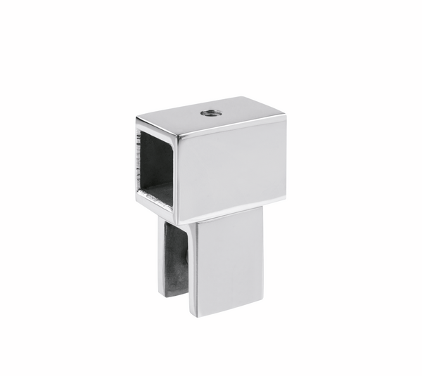 Glass connector Square 15, with through-opening