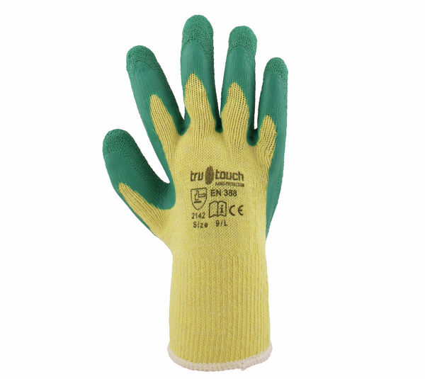 Glass carrying gloves, green latex, size 9