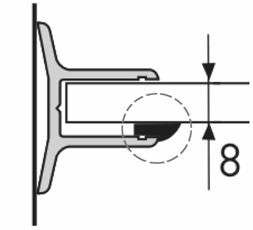 Aqua rubber profile for 8 mm fixed glazing