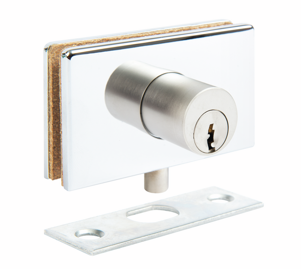 Glass door lock 80 x 47 mm with strike plate