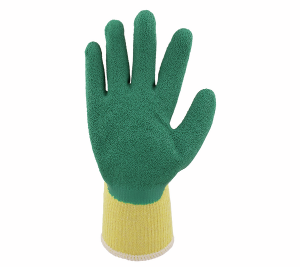 Glass carrying gloves, green latex, size 9