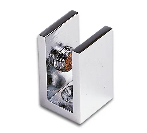 Glass shelf support angular made of brass profile