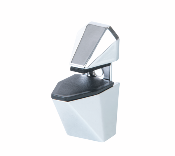 Glass-wooden shelf support, angular
