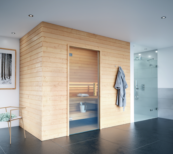 Duschtürband Juna®, Glas-Glas 180° für Sauna