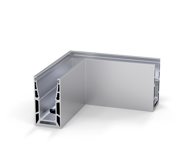 VetroMount® Slim Corner for U-shaped floor profile