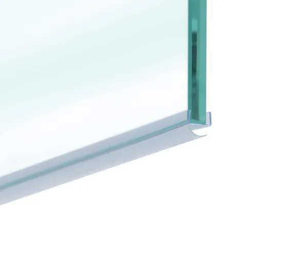 Shower door seal with open sealing lip