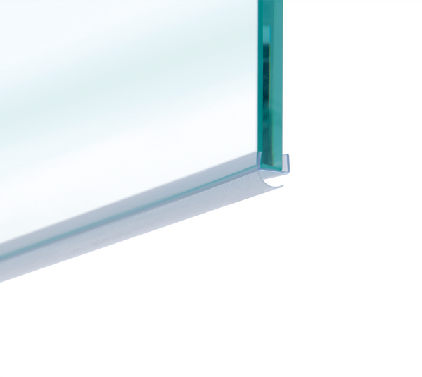 Shower door seal with open sealing lip