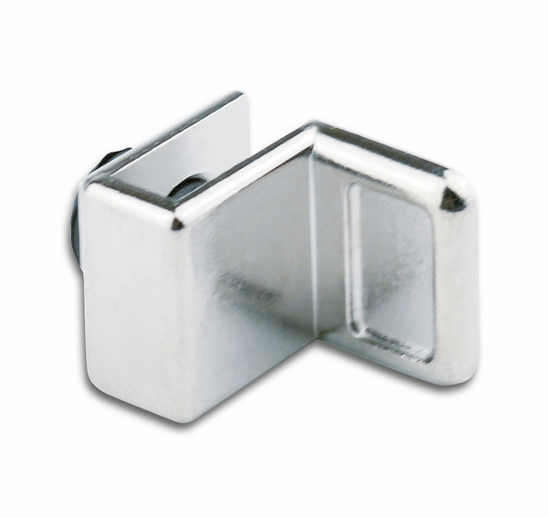 Glass door handle, clamp-on