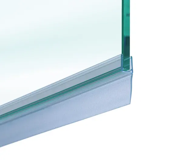 Shower door seal with long sealing lip