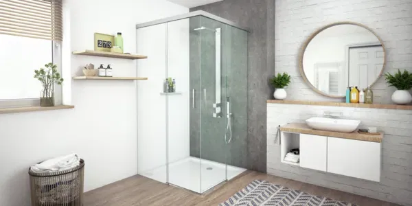 MasterTrack® ST sliding door set corner shower