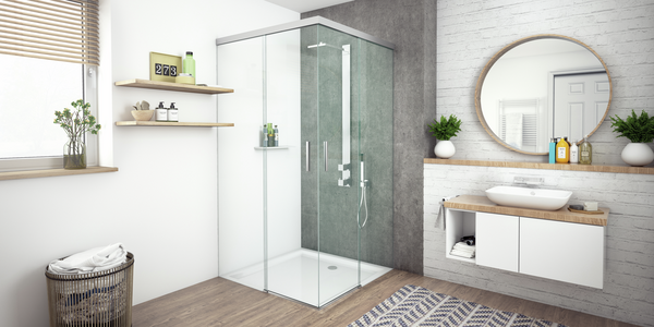 MasterTrack® ST sliding door set corner shower