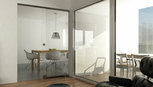 SlideTec Premium Floor Set Deckenmontage 1-flügelig mit Festverglasung