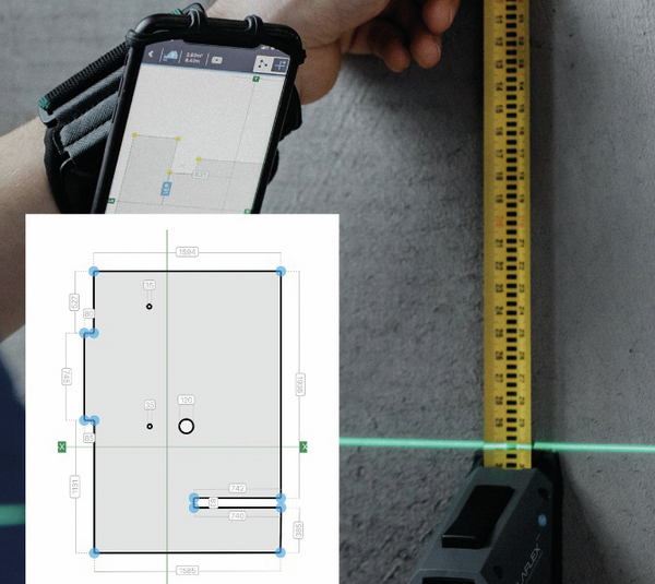 Aufmaß-Set mit digitalen Rollmeter Solaflex