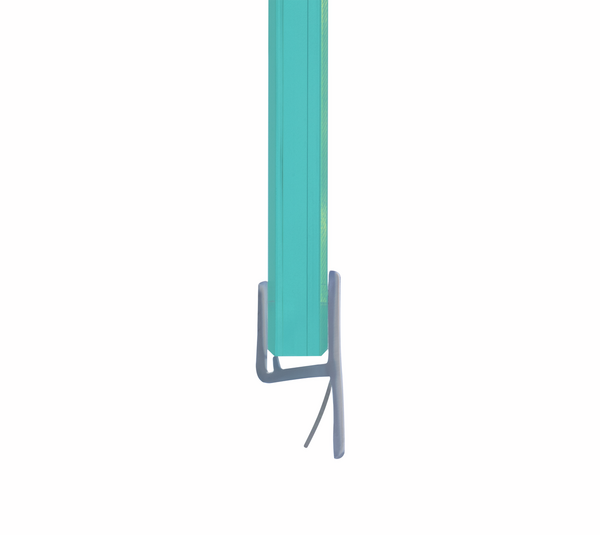 Shower door seal with 180° front stop