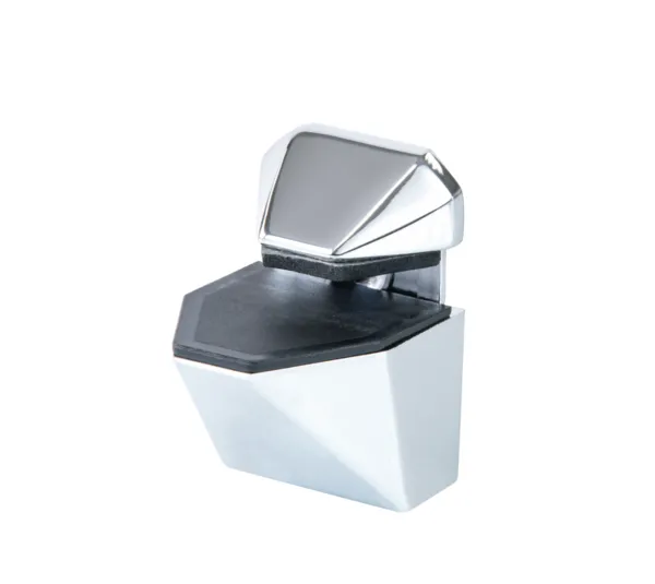 Glass-wooden shelf support, angular