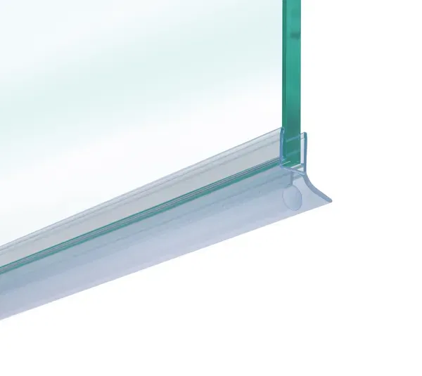 Shower door seal with water deflector and lower bellows