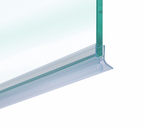 Shower door seal with water deflector and lower bellows