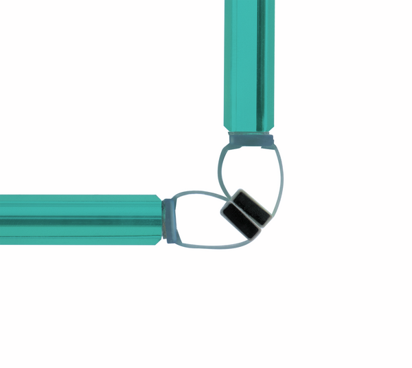 Self-adhesive shower door seal, magnet 90° for hinged door