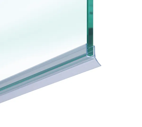 Shower door seal with short water deflector