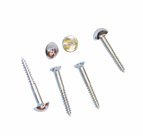 Domehead screws, chrome domes, 5/8" x 8 steel screws